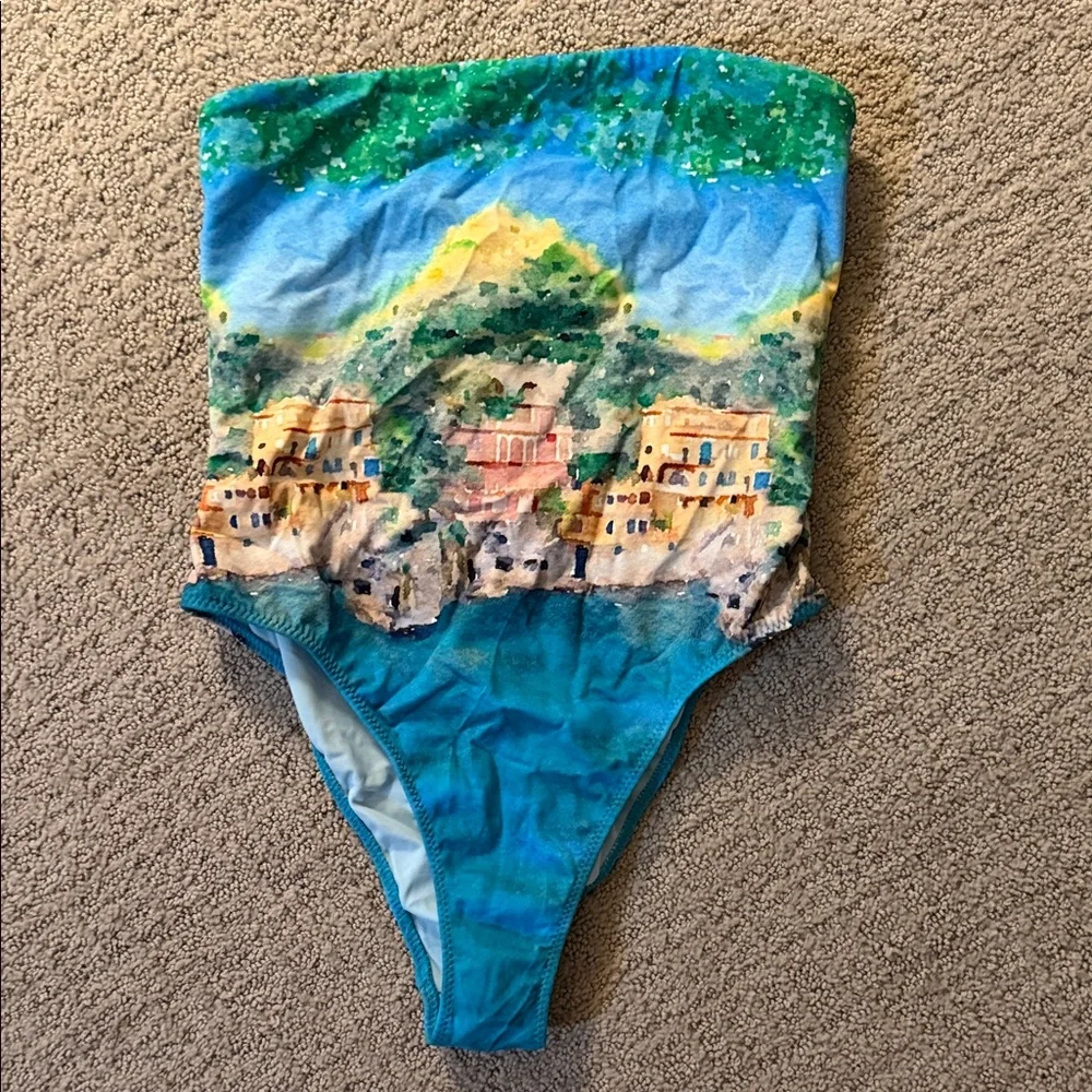 PacSun Amor y Besos Eco Multicolor Jade Strapless One Piece Swimsuit - Picture 3 of 4